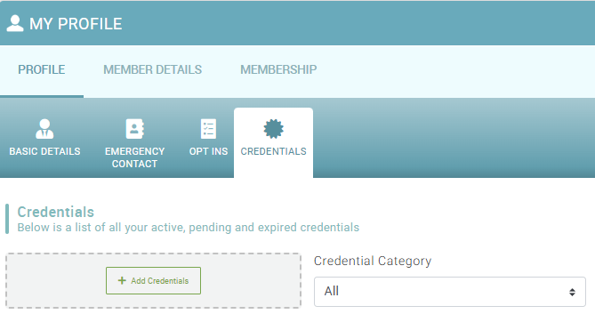 MyProfile - Credentials