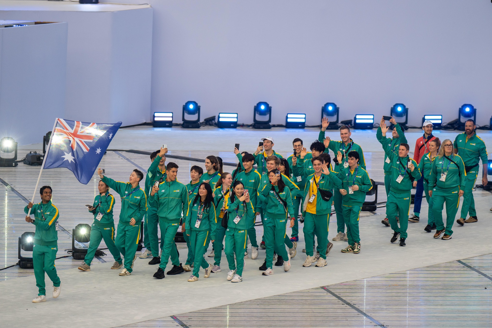 aus opening Rhine-Ruhr 2025 FISU World University Games | 16.07.2025 | Schauinslandarena | Duisburg | Opening Ceremony | Team Australia | © Anthony Hanc / Rhine-Ruhr 2025